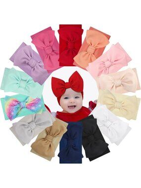 Handmade Baby Headbands - Elastic Nylon Hairbands with Bows for Newborns